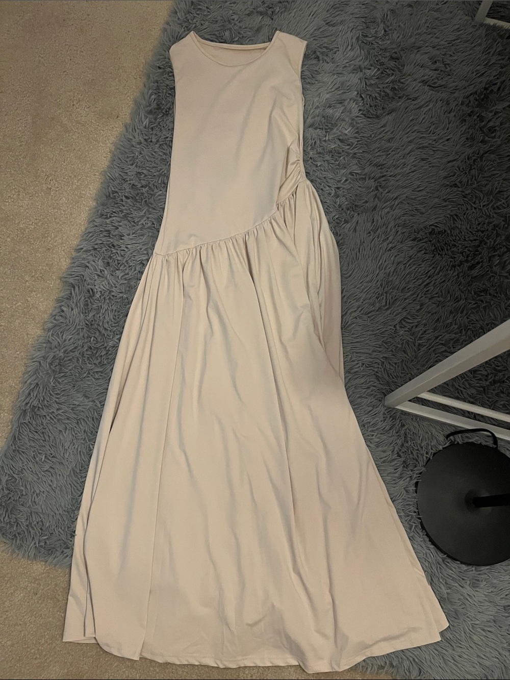 Sleeveless Nude color Asymmetric Maxi Dress